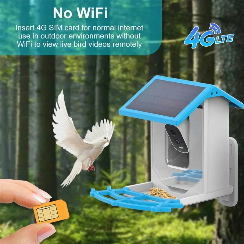 Smart Bird Feeder with Camera 2.4K Screen Solar Low Power Night Vision