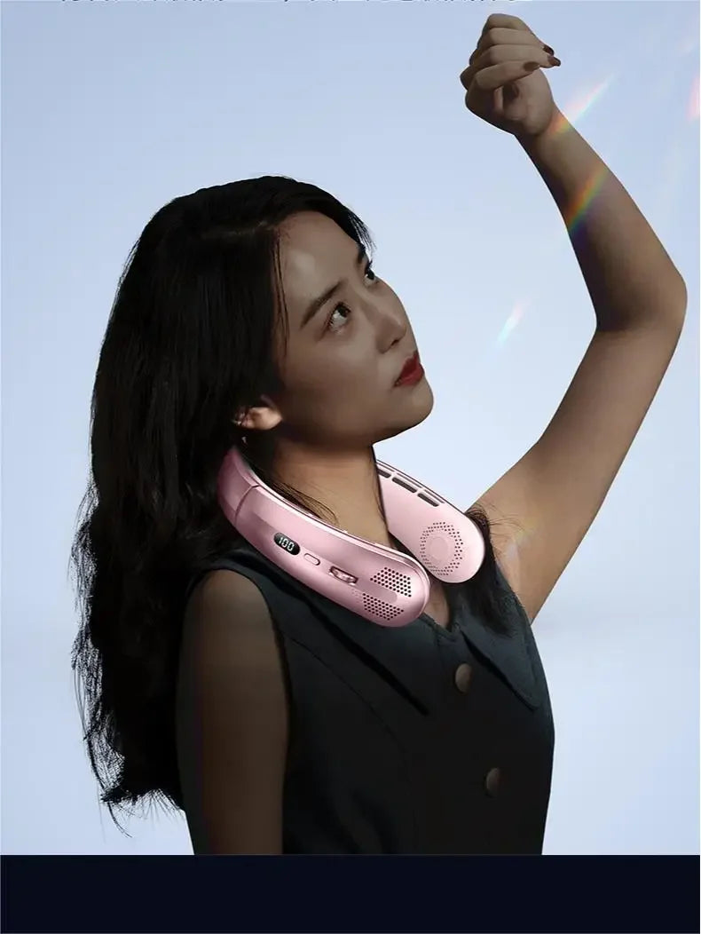 Portable Neck Fan 5000mAh Rechargeable Fan Mini 3-Speeds Large Wind Outdoor Silent Electric Ventilador for Home Camping Outdoor