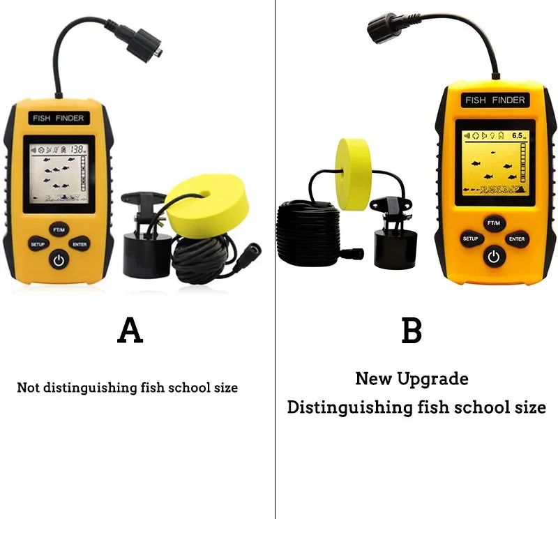 New Upgrade Handheld Fish Depth Finder Ice Kayak Shore Boat Fishing Fish Detector Device Sonar Sensor Transducer and LCD Display