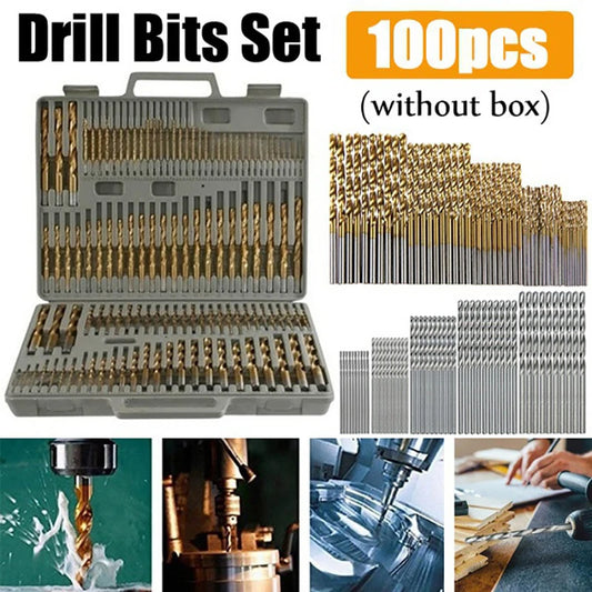 50/100Pcs 1/1.5/2/2.5/3mm Titanium Plated High-speed Steel Titanium Coated Drill Bits Set For Metal Wood Aluminum Drilling Tools