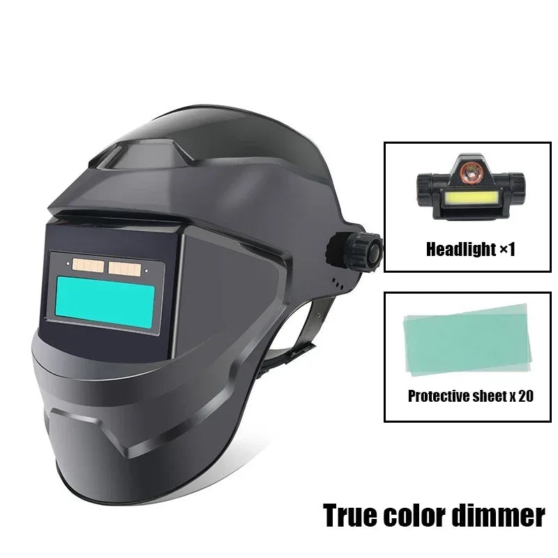 True Color Welding Helmet Automatic Dimming Welding Mask Large View Auto Darkening Facemask for Arc Welder Grinding Cutting Tool