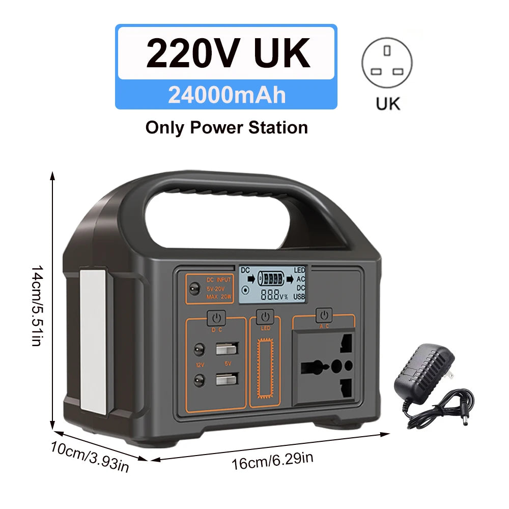 Gaiaray 100W Portable Power Station 24000mAh LiFePO4 Charging Energy Station Solar Generator AC110V 220V Power Bank for Camping