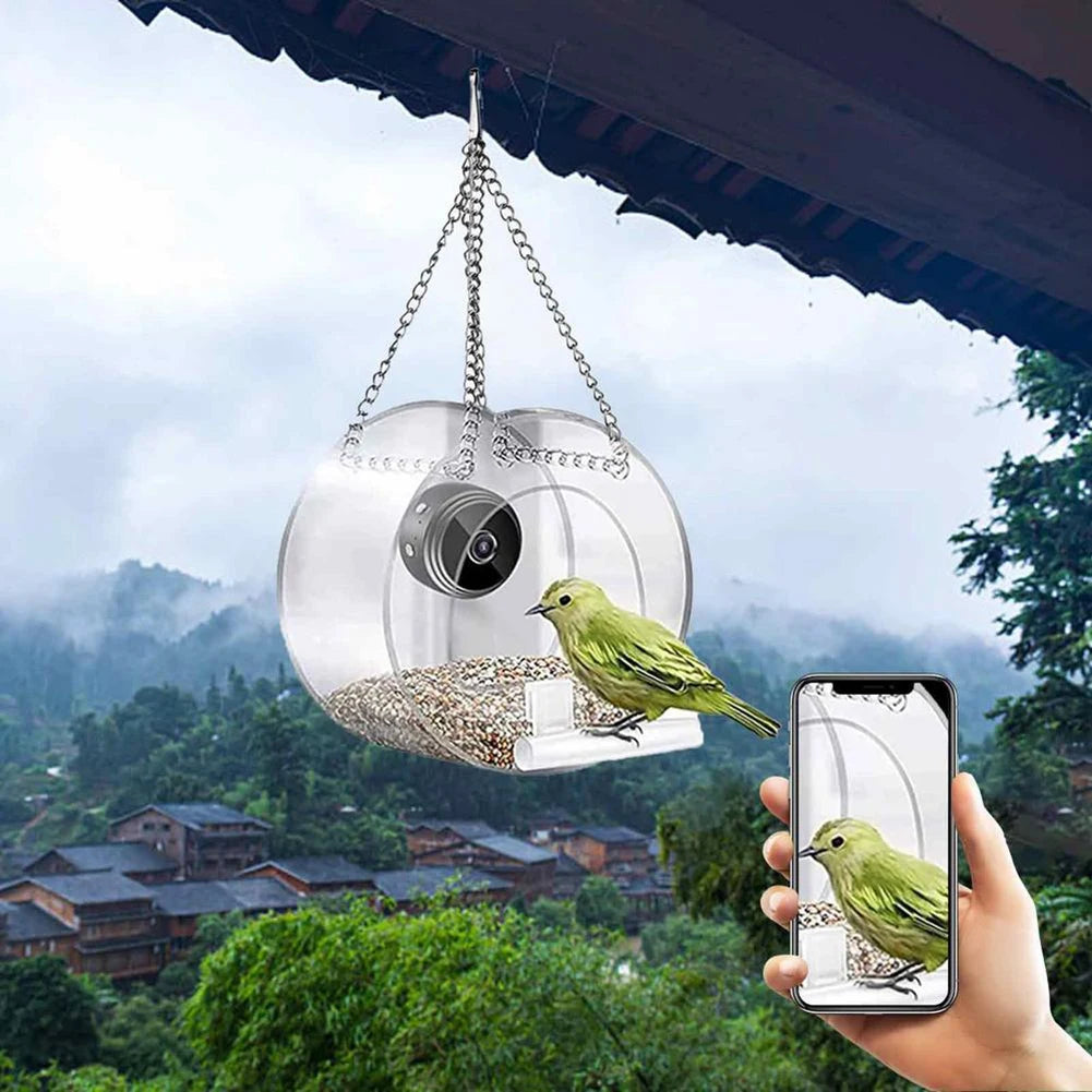 Smart Bird House Pet Feeder Transparent with Camera Home 1080P HD