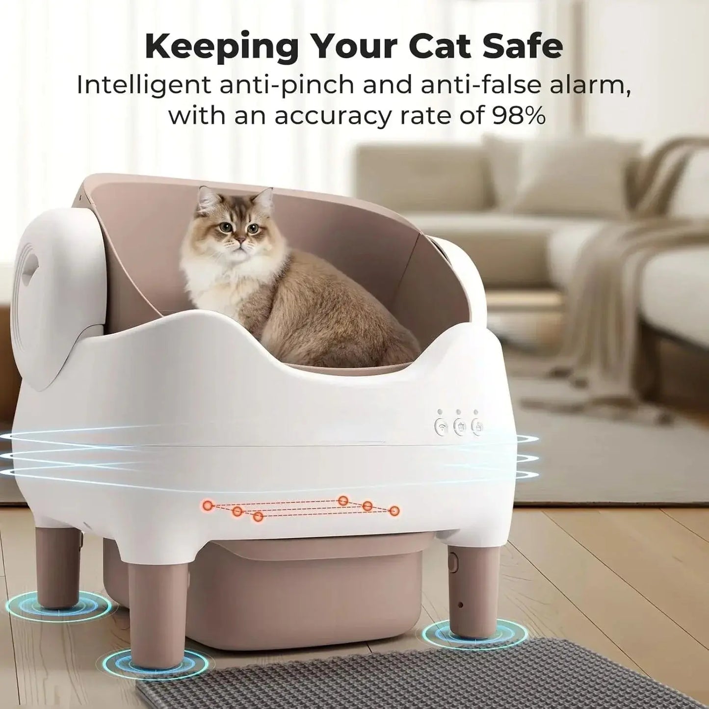 Smart Automatic Cat Litter Box Self Cleaning Open Top Electric Scooper for Large Cats