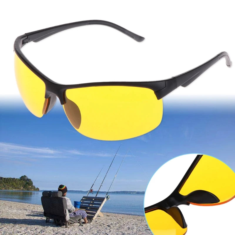 Night Vision Glasses Man Fishing Cycling Outdoor Sunglasses Yellow Lens Protection Unisex UV400 Fishing Eyewear