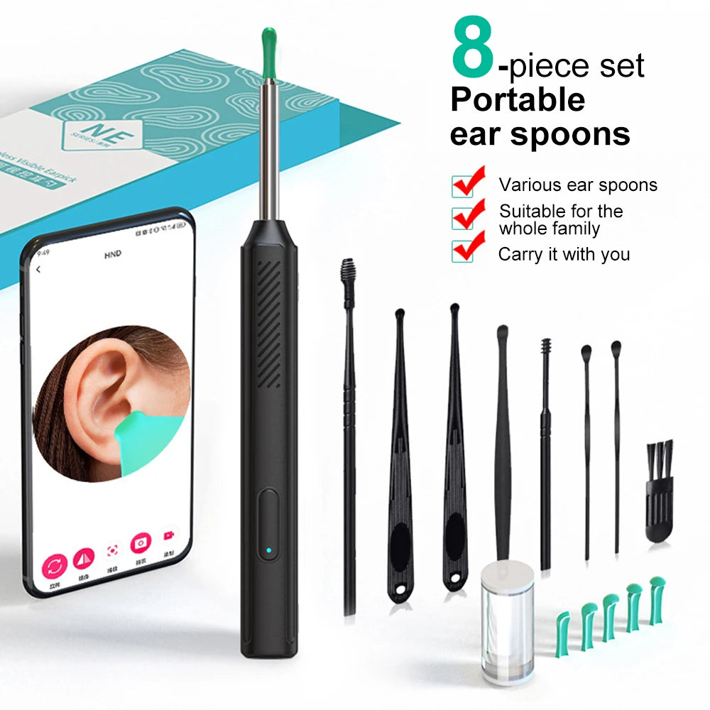 Wireless Visual Ear Wax Removal Smart Visual Ear Cleaner With Camera Endoscope 1296P Luminous Otoscope Ear Cleaning Tool