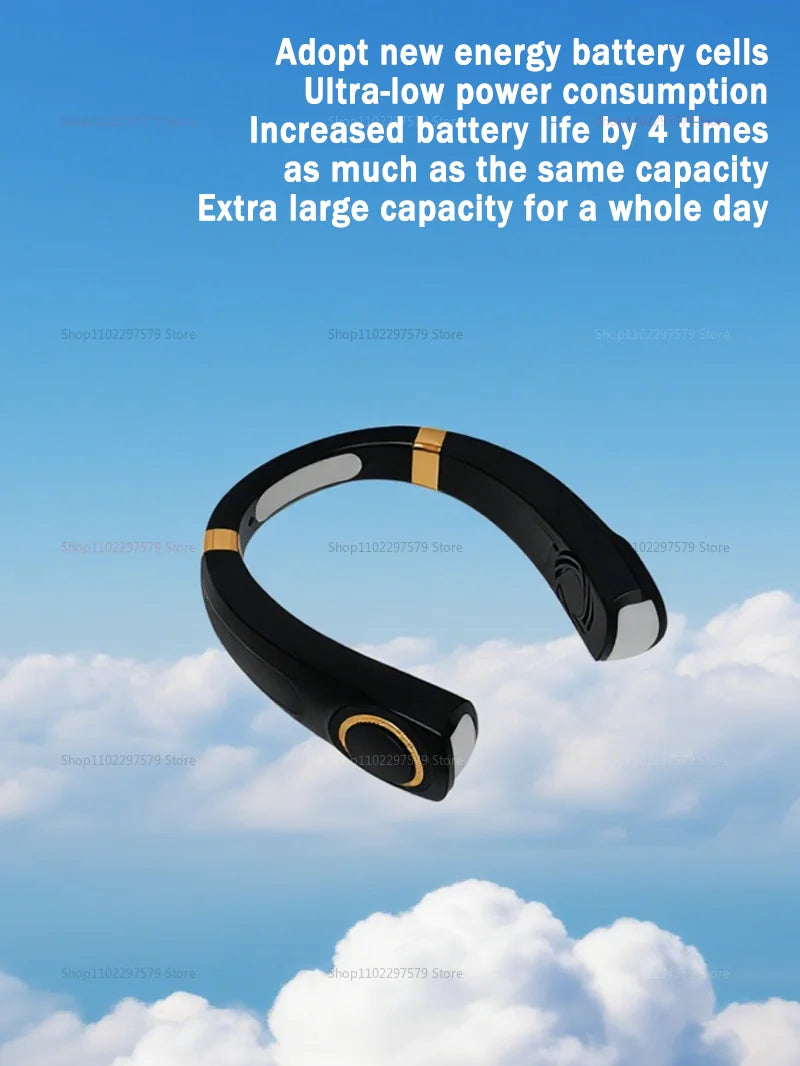 Bladeless Turbo Neck Fan USB Rechargeable Portable Personal Cooler For Summer Outdoor Travel Sports With Digital Display