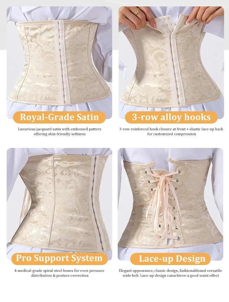 Shapewear for women's Waist Trainer Tummy Control Corset Body Shaper Shapewear Women 3-Row Hook Fit Waist Cincher Bust Lifter Top for Outfit Match