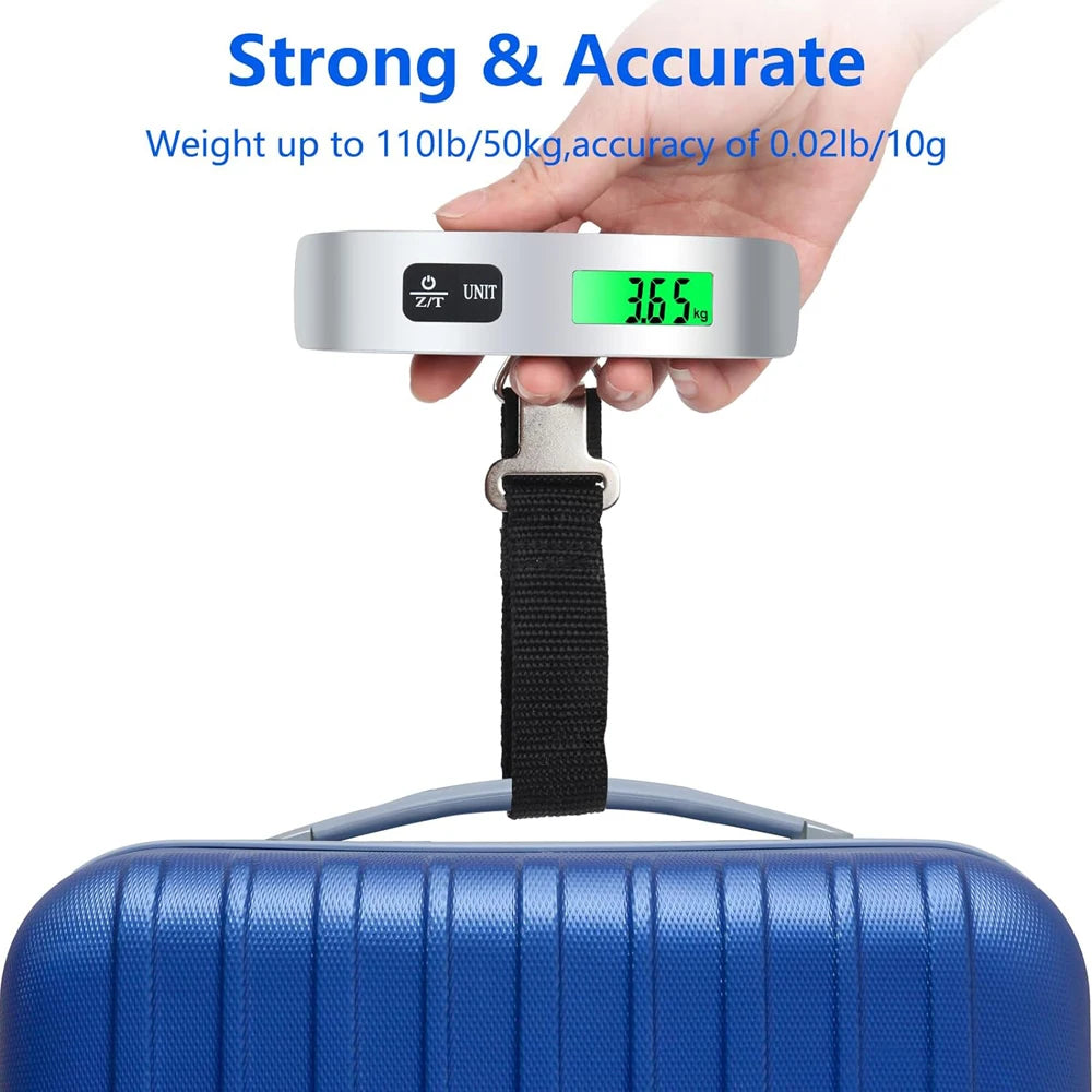 Portable Scale Digital LCD Display 110lb/50kg Electronic Luggage Hanging Suitcase Travel Weighs Baggage Bag Weight Balance