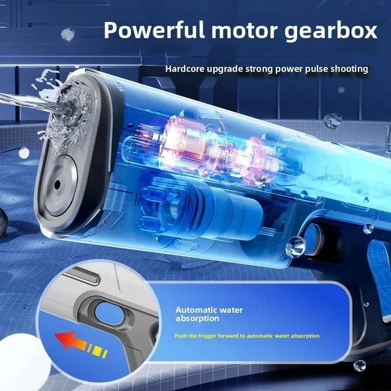 Children Fully Automatic Water Gun Storage Gun Large Capacity Electric Water Absorbing Toy Gun Summer Outdoor Water Toy Gift