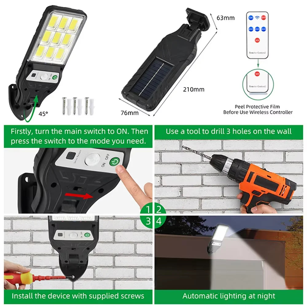 Solar LED Lights 400000LM Outdoor With 3 Mode Waterproof Motion Sensor