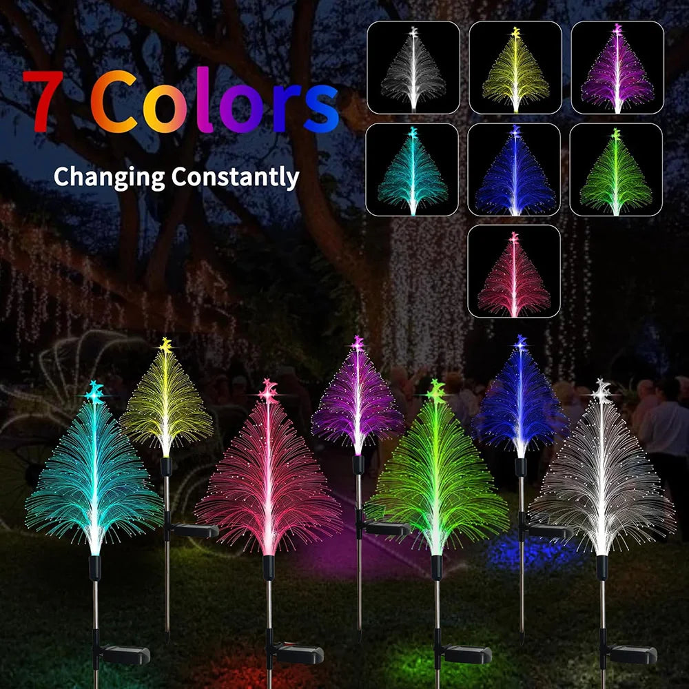 Outdoor Waterproof Solar Fiber Optic Christmas Lights Jellyfish Design LED Landscape Decorative Lighting