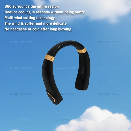 Bladeless Turbo Neck Fan USB Rechargeable Portable Personal Cooler For Summer Outdoor Travel Sports With Digital Display