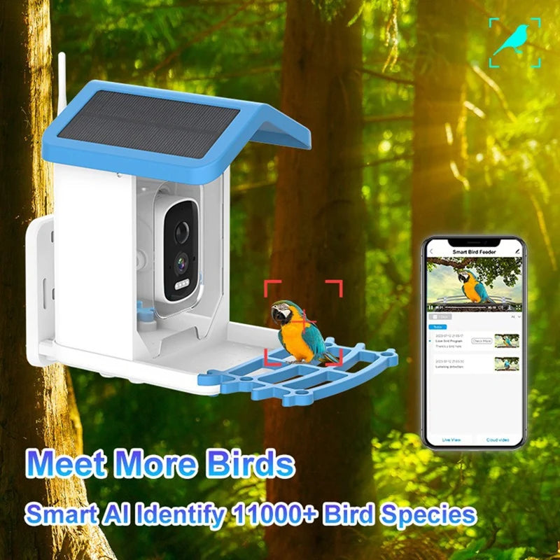 Smart Bird Feeder 5MP HD AI Bird Recognition Solar Feeder Low Power Bird Feeder
