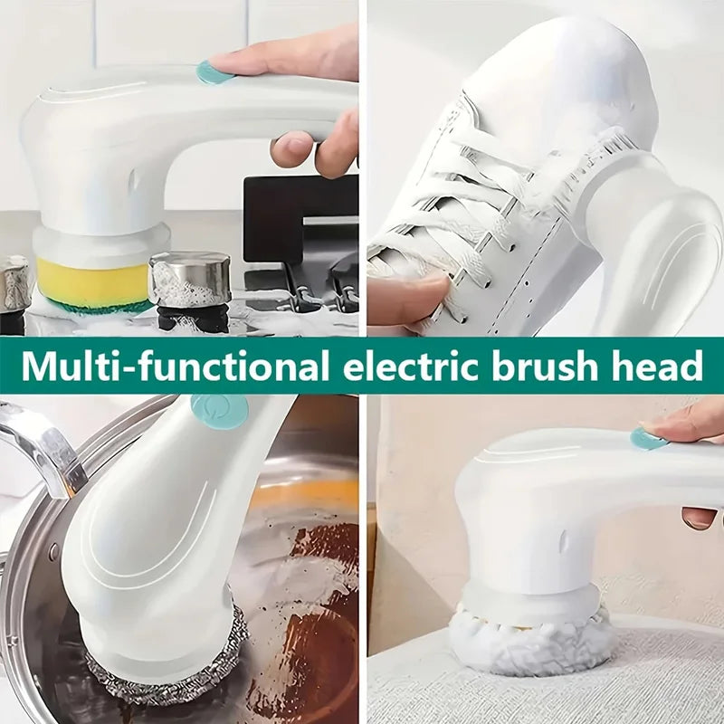 Automatic Cleaning Brush – Sponge Material, Powerful Stain Removal, Multiple Brush Heads, Handle