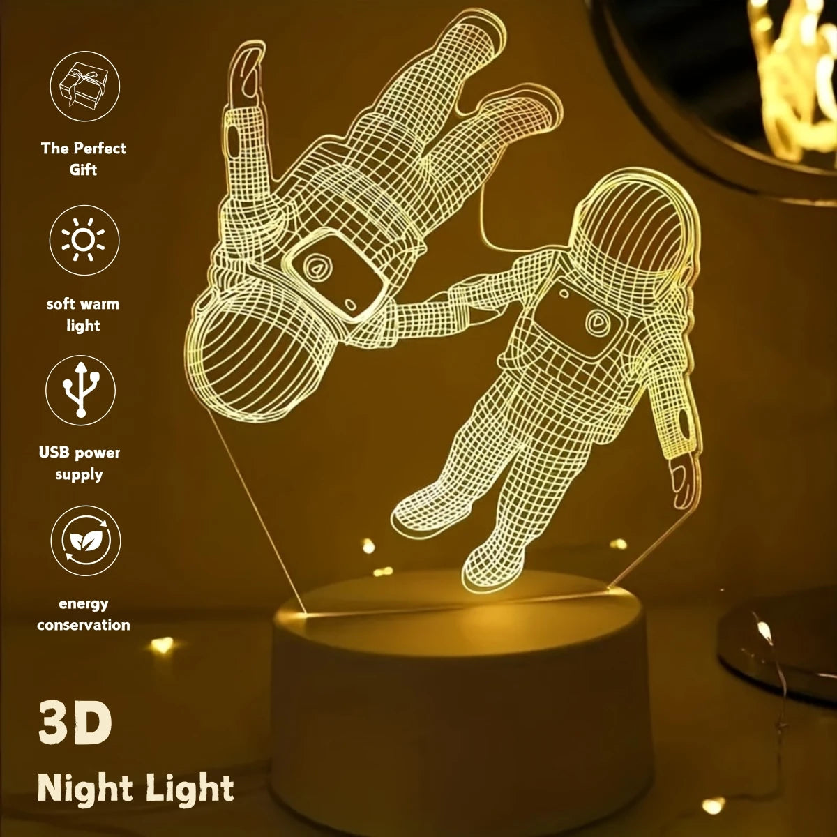3D astronaut night light LED bedside lamp for room decoration