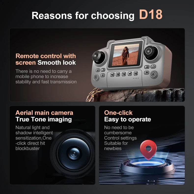 Lenovo D18 Drone 8K HD Dual Camera Aerial Photography Obstacle Avoidance Brushless Motor 5G WIFI GPS Return 18000m Quadcopter