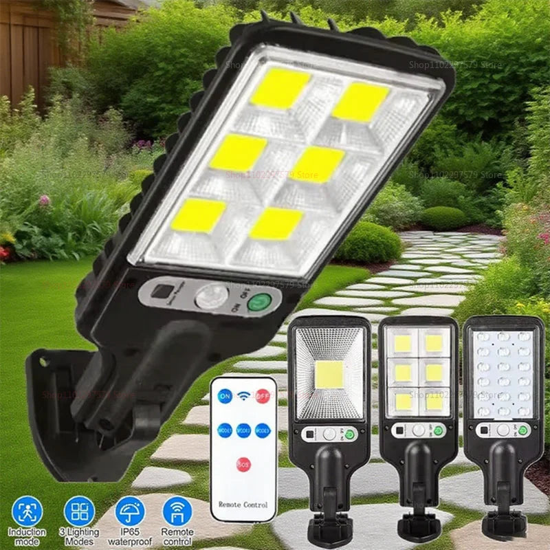 Solar LED Motion Sensor Lights Remote Control Induction Lighting for Garden Patio Garage Yard Illumination