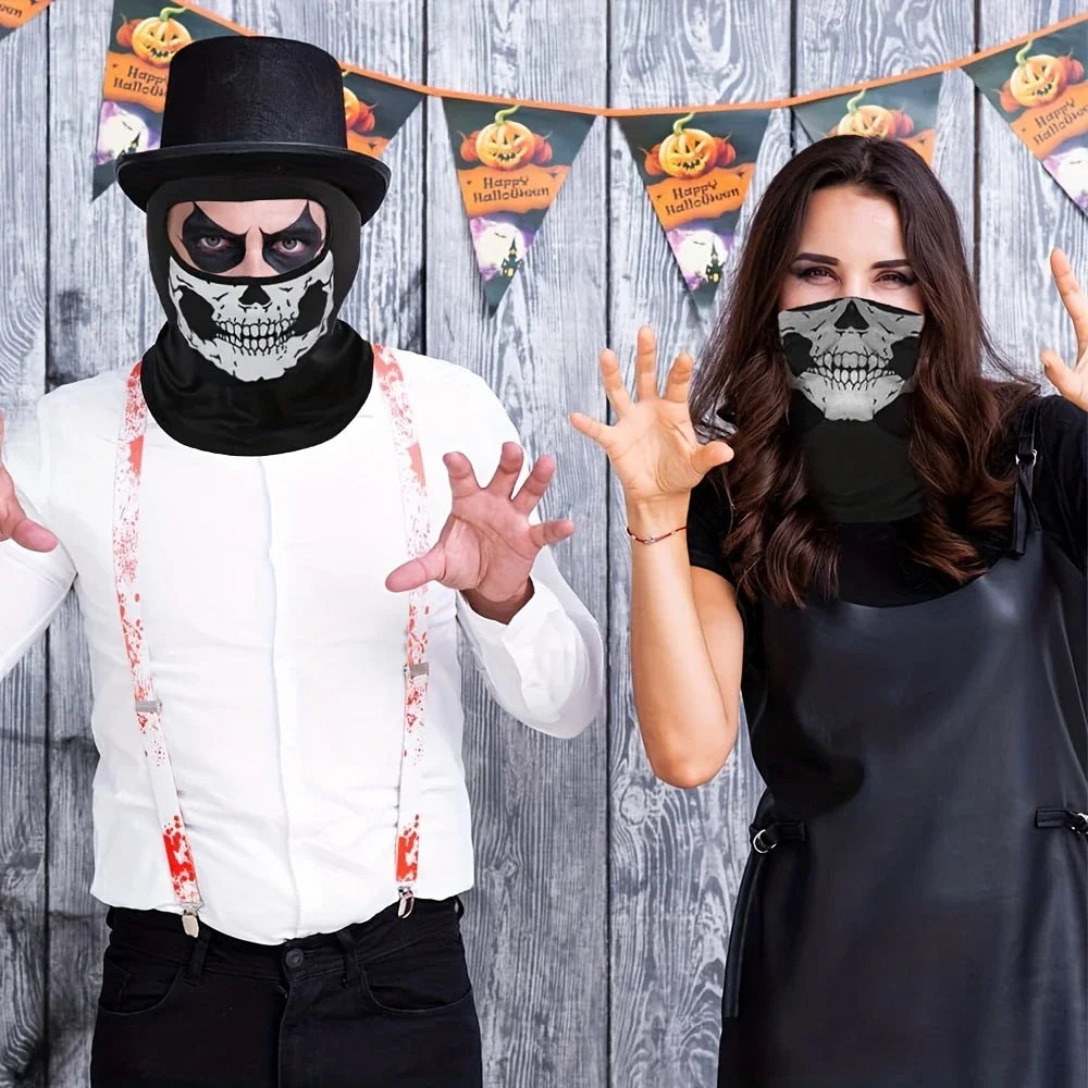 Motorcycle Balaclava Full Face Mask Skull Print Motorbike Full Face Mask Windproof Skiing Head Neck Warmer Bicycle Helmet Liner