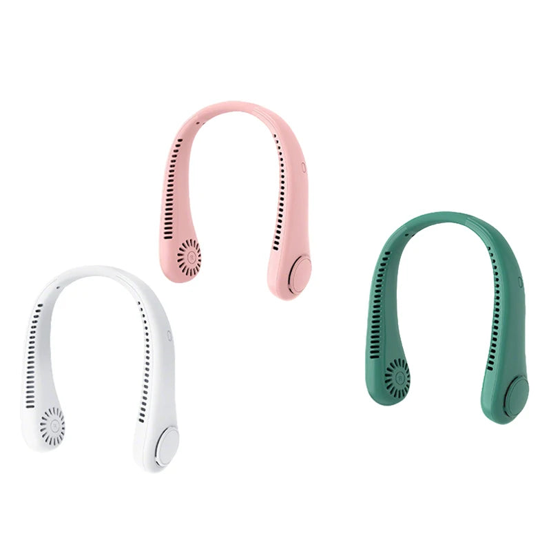 3 Speeds Mode Adjustable Stretchable Neck Fan Blow Air For Cooling Hand Free 4000mAh Rechargeable Portable Neck Fan