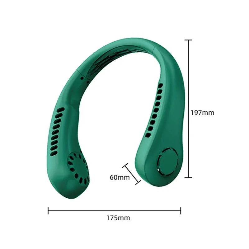 Portable Neck Fan, Mini Bladeless Hanging Neck Fan 1200mAh Rechargeable Air Cooler 3 Speed for Student Office Summer Sports Fans