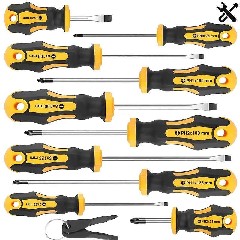 Upgraded Professional Screwdriver Set with Magnetic Bit Holder, Includes Slotted, Phillips, Hexagonal, Torx, and Precision Tools