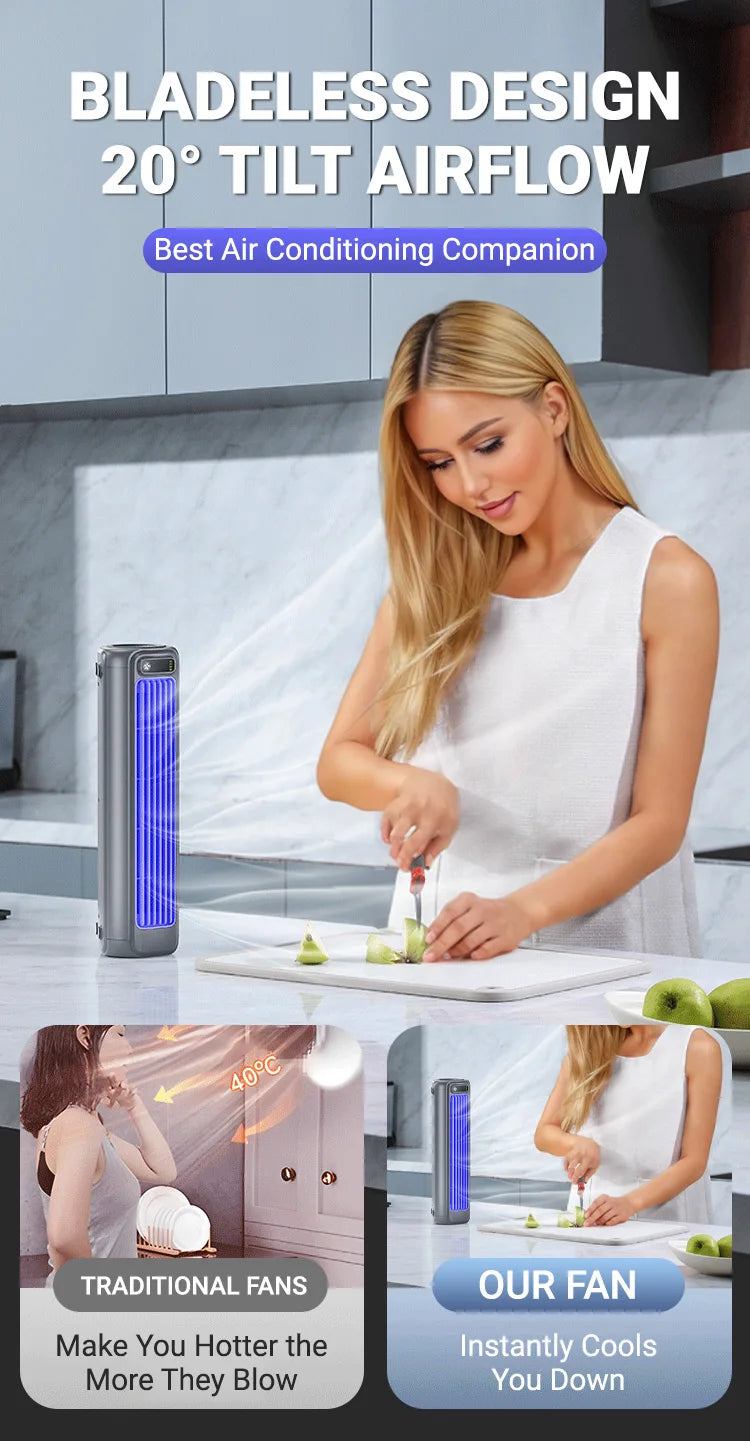 Portable Air Circulator 2000mAh Desktop Mini Rechargeable Fan Wall Non-drilling Silent Tower Fan