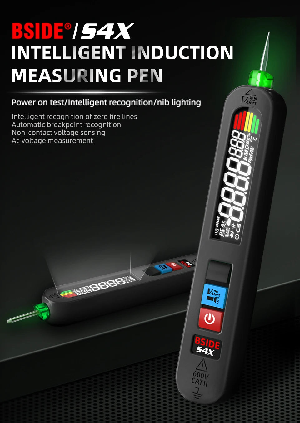 BSIDE Voltage Tester Pen 12V-300V Non-Contact Detection Leakage Live Wire Breakpoint Finder Portable Household Voltage Meter USB