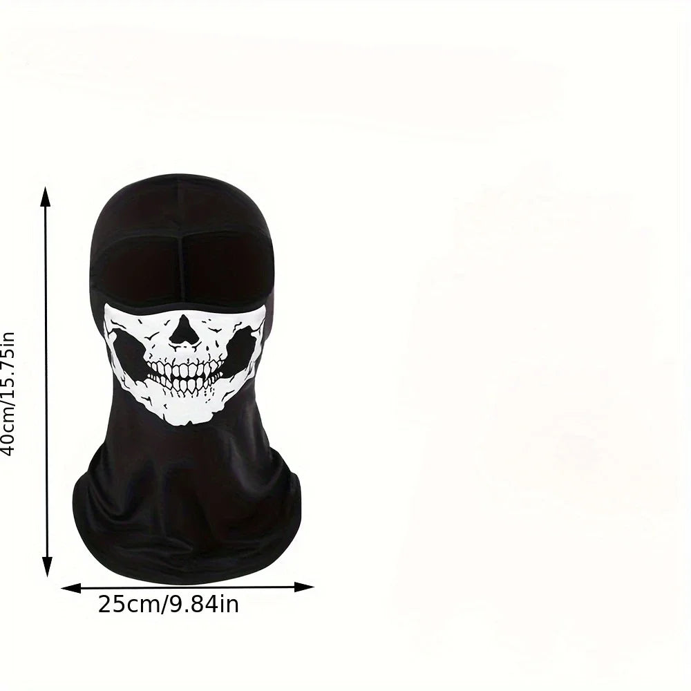 Motorcycle Balaclava Full Face Mask Skull Print Motorbike Full Face Mask Windproof Skiing Head Neck Warmer Bicycle Helmet Liner