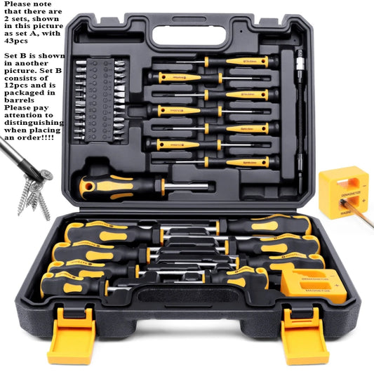 Upgraded Professional Screwdriver Set with Magnetic Bit Holder, Includes Slotted, Phillips, Hexagonal, Torx, and Precision Tools