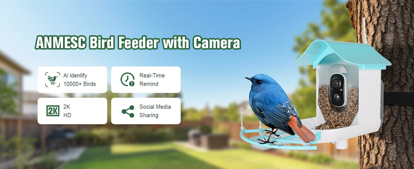 Bird Feeder with Camera AI Identify Birds Species Solar Powered