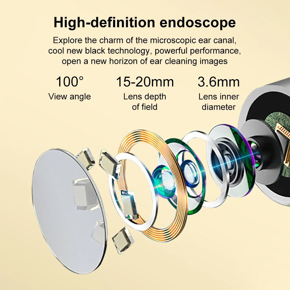 Wireless Visual Ear Wax Removal Smart Visual Ear Cleaner With Camera Endoscope 1296P Luminous Otoscope Ear Cleaning Tool