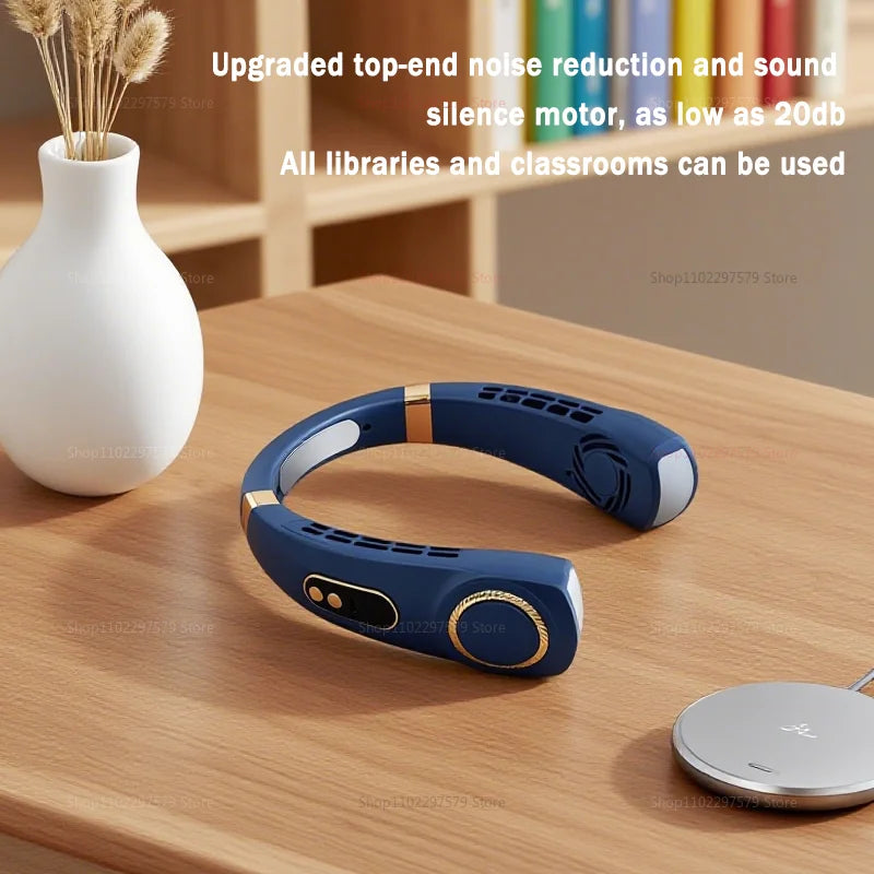 Bladeless Turbo Neck Fan USB Rechargeable Portable Personal Cooler For Summer Outdoor Travel Sports With Digital Display