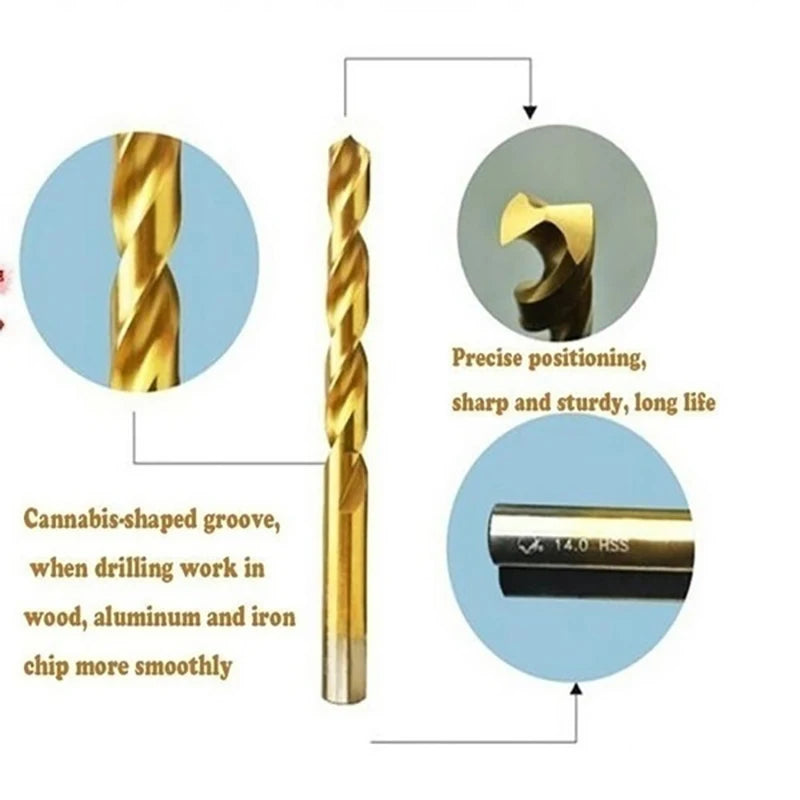 50/100Pcs 1/1.5/2/2.5/3mm Titanium Plated High-speed Steel Titanium Coated Drill Bits Set For Metal Wood Aluminum Drilling Tools