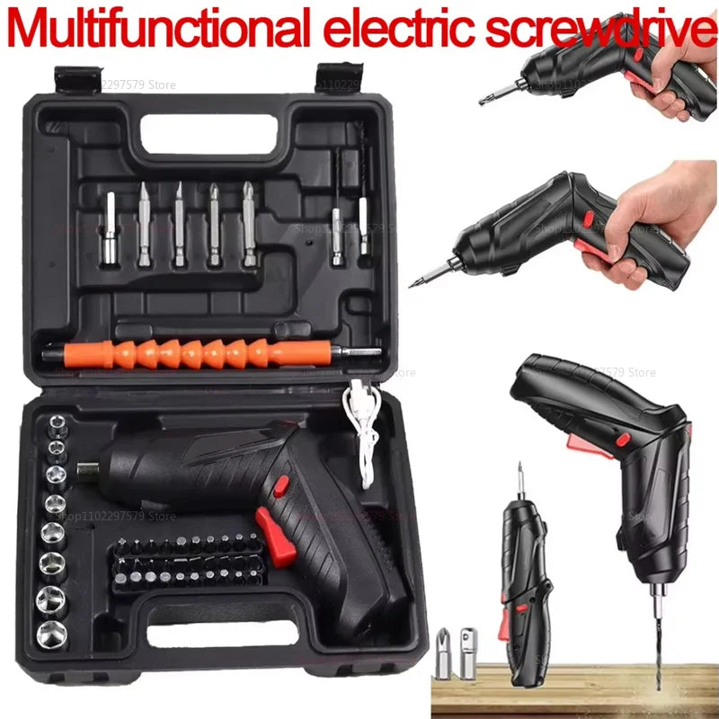 47pcs Rechargeable Electric Screwdriver Kit 3.6V Cordless Lithium Power Tool Set Foldable Home DIY Repair