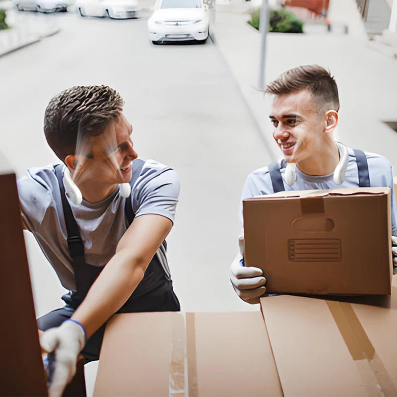 3 Speeds Mode Adjustable Stretchable Neck Fan Blow Air For Cooling Hand Free 4000mAh Rechargeable Portable Neck Fan