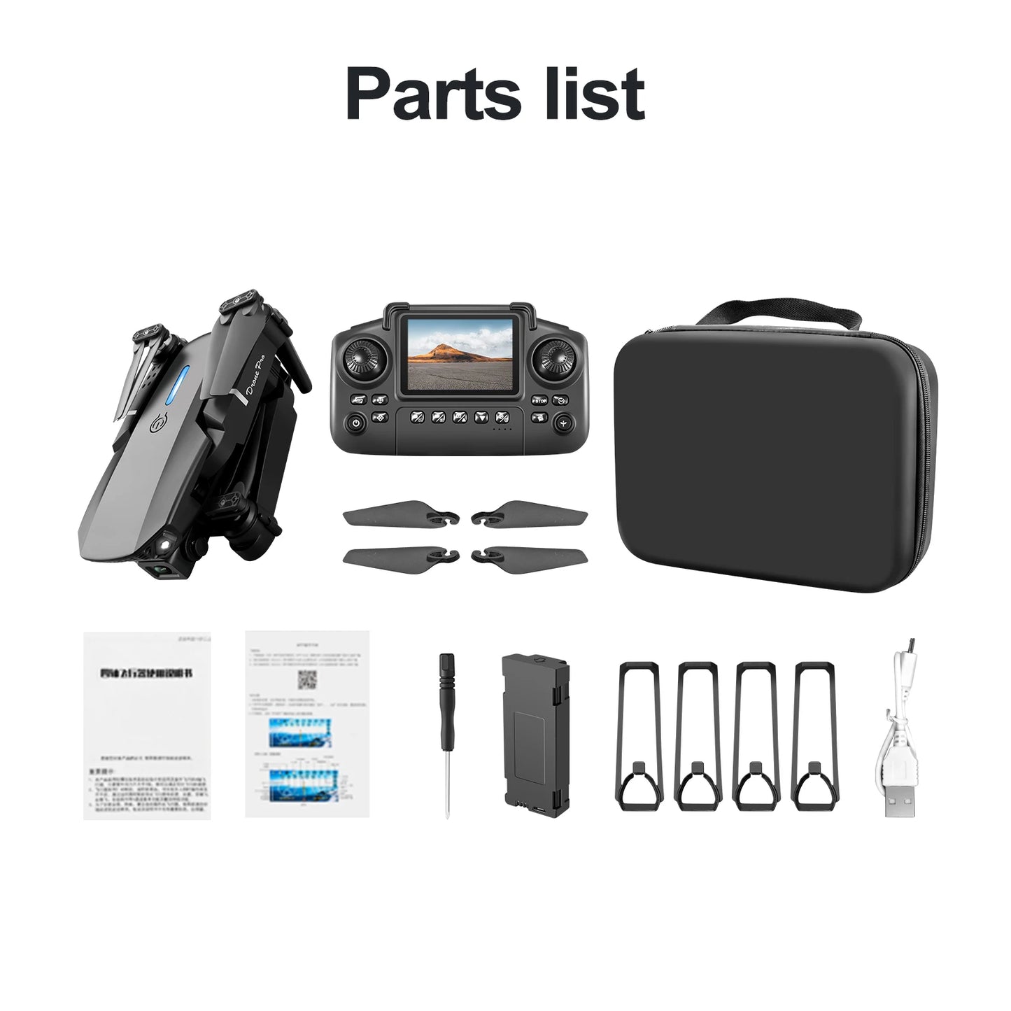 Mini Drone Dual Camera Lighting Screen Control E88 E99