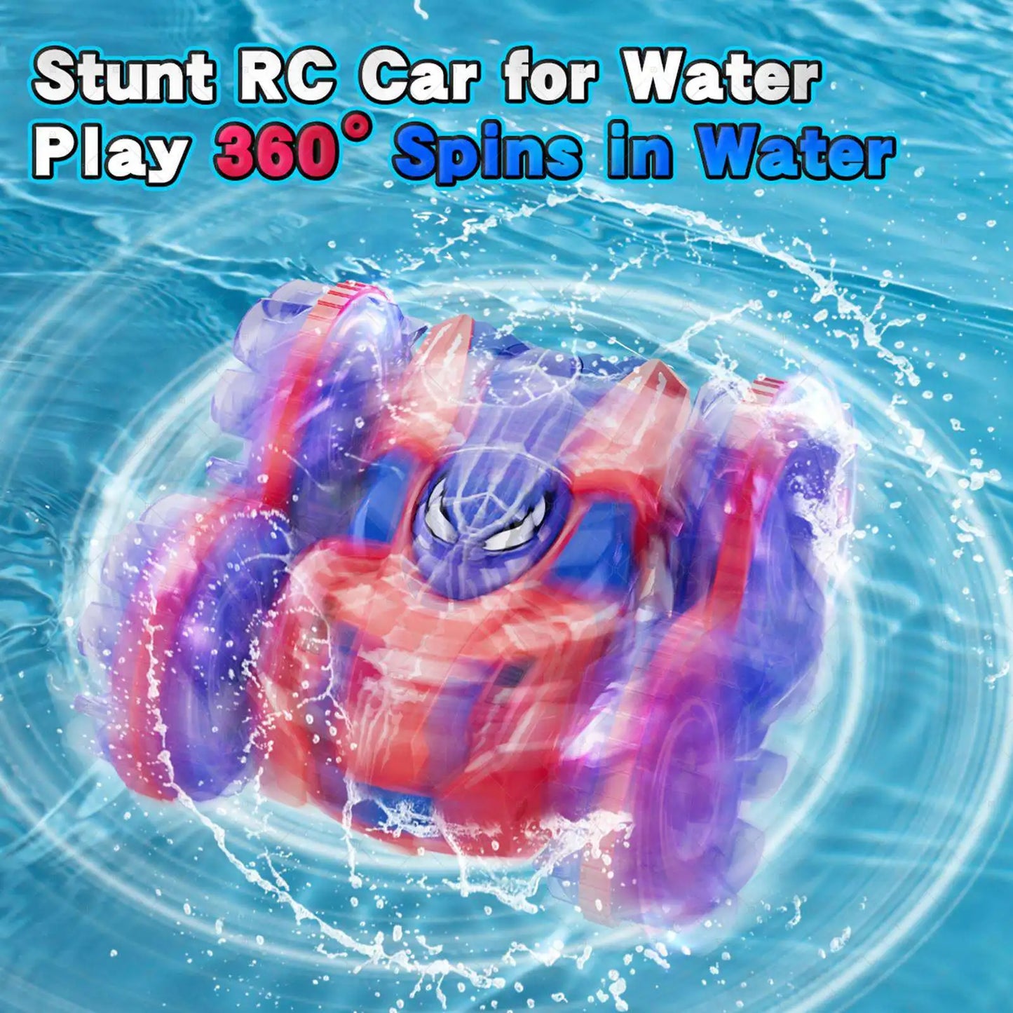 Gesture Sensing RC Stunt Car 360 Degree Rotating Amphibious Hand Gesture Remote Control Car with Lights for Kids Boys Red