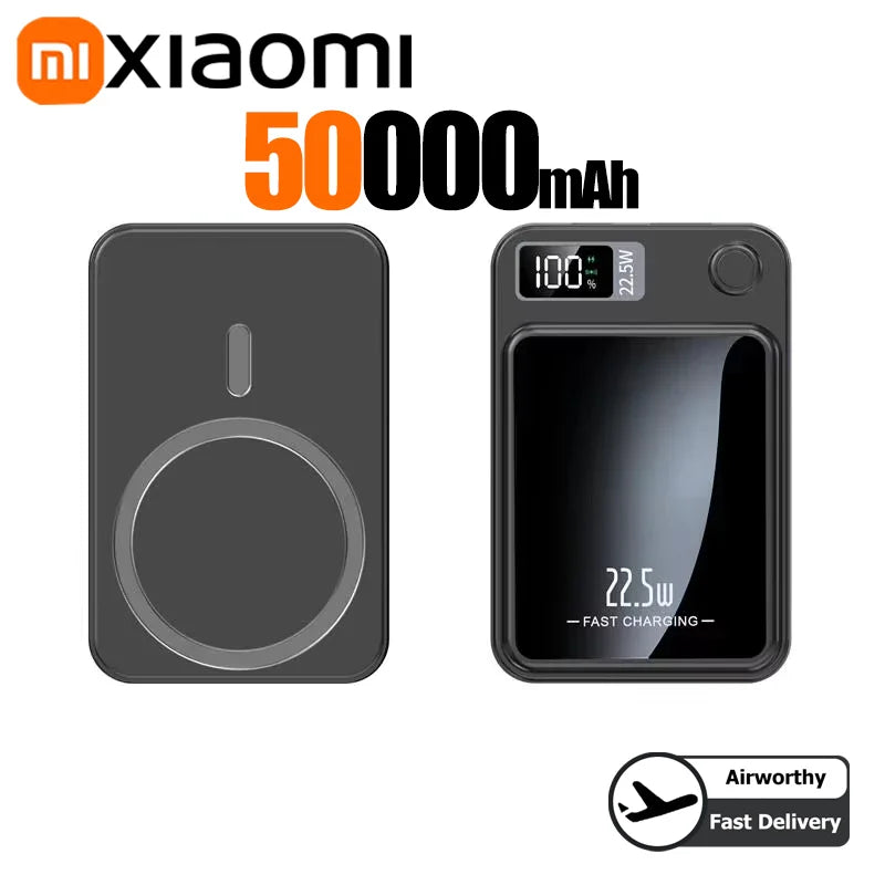 Xiaomi 200000mAh Alloy Wireless Magnetic Power Bank Ultra Thin Fast Charging Portable Backup Battery For Magsafe IPhone Samsung