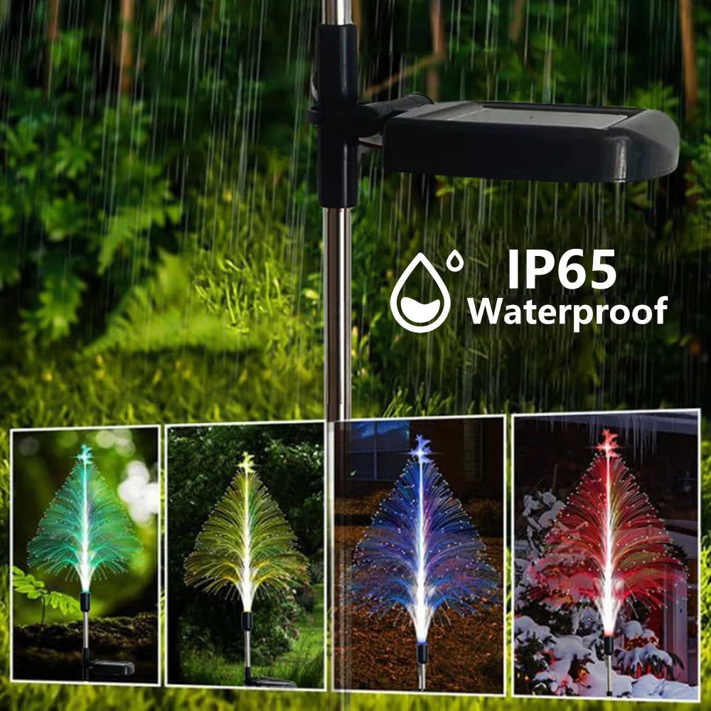 Outdoor Waterproof Solar Fiber Optic Christmas Lights Jellyfish Design LED Landscape Decorative Lighting