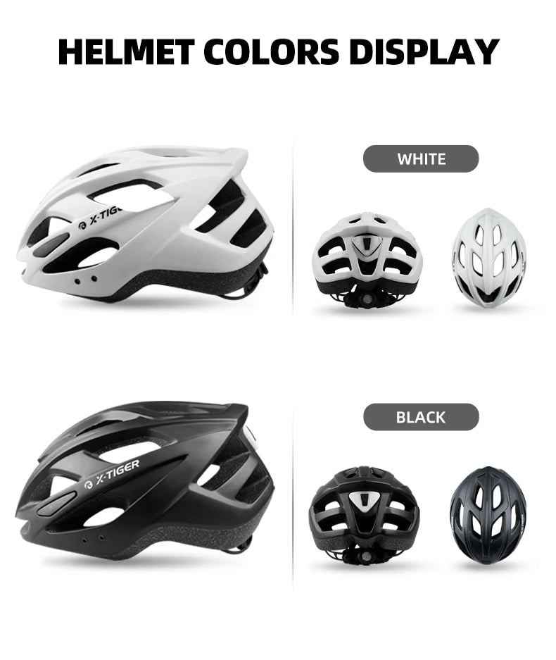 X-TIGER Cycling Helmet Man Women LED Light Helmet Road Mountain Bike Helmet Bicycle Helmet Rechargeable Brim Design Helmet