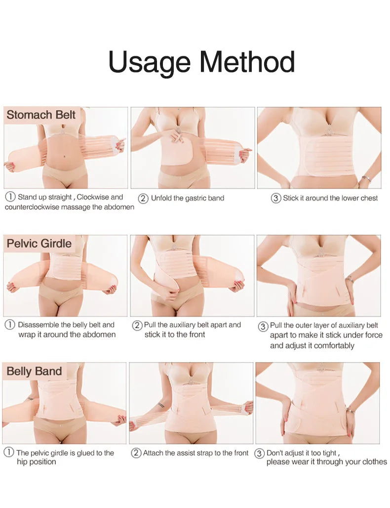 Shapewear for Women  3in1 Corset Postpartum Belly Band Pregnant Women Tummy Belly Pelvis Belt Wrap Waist Trainer Recovery Bandage Strap Body Shaper