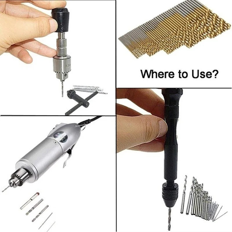 50/100Pcs 1/1.5/2/2.5/3mm Titanium Plated High-speed Steel Titanium Coated Drill Bits Set For Metal Wood Aluminum Drilling Tools