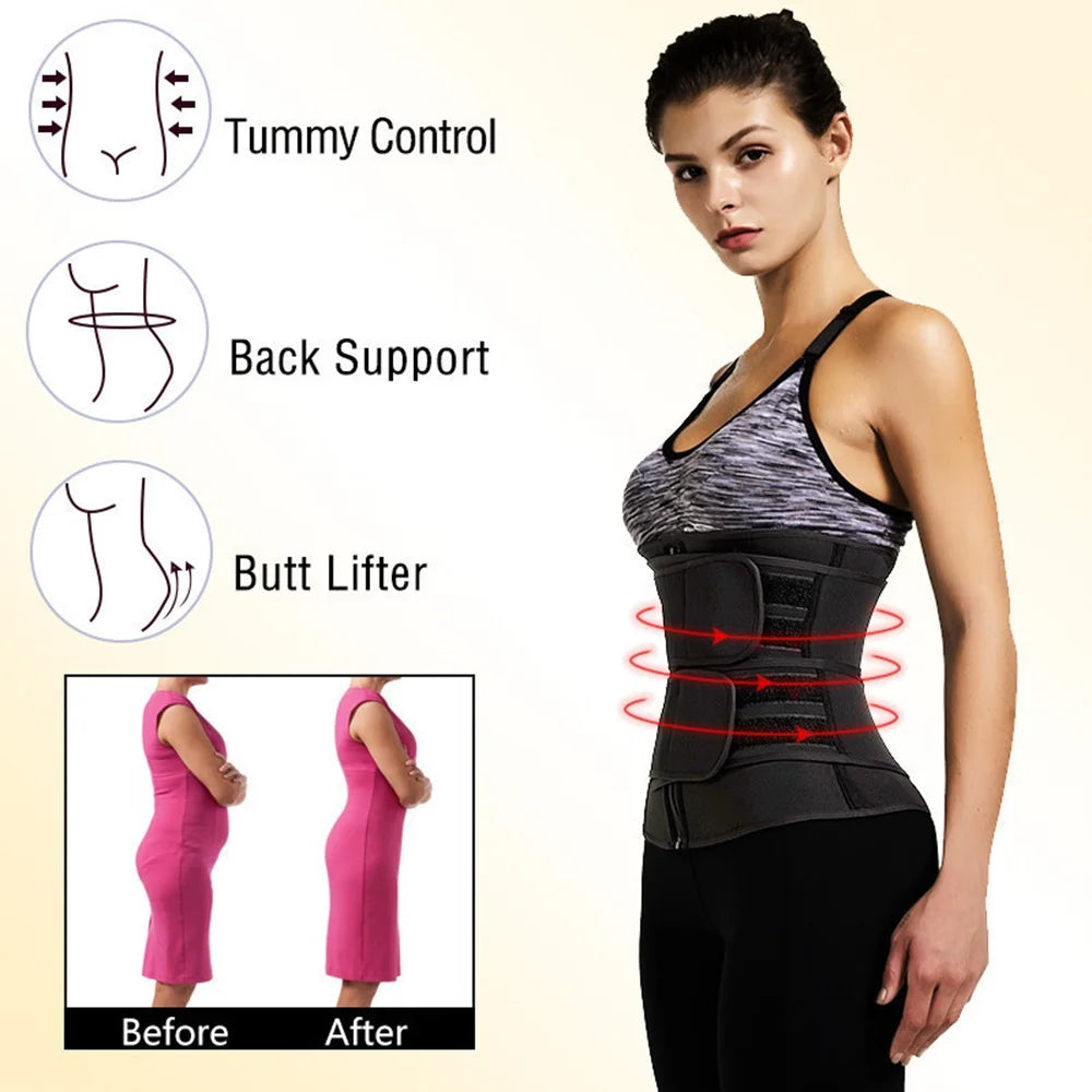 Shapewear for Women Waist Trainer Slimming Body Shaper Fitness Belt Weight Loss Fat Burning Sport Girdle Sweat Trimmer Workout Cincher Shapewear