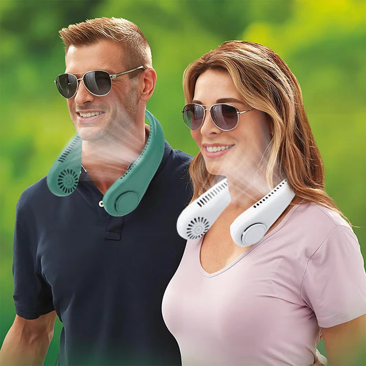 3 Speeds Mode Adjustable Stretchable Neck Fan Blow Air For Cooling Hand Free 4000mAh Rechargeable Portable Neck Fan