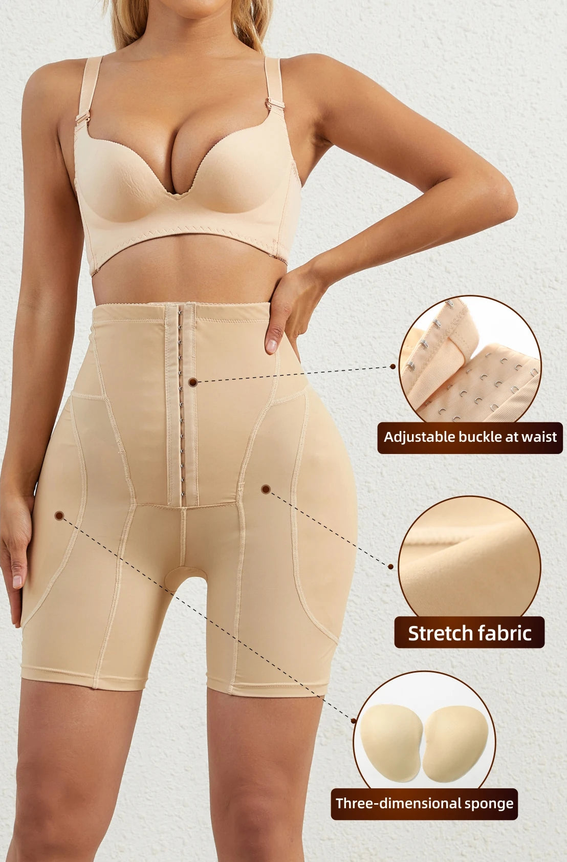 Shapewear for women's High Waist Shorts Butt Lifter Booty Padded Shorts Hip Enhancer Body Shaper Shorts Tummy Control Panties