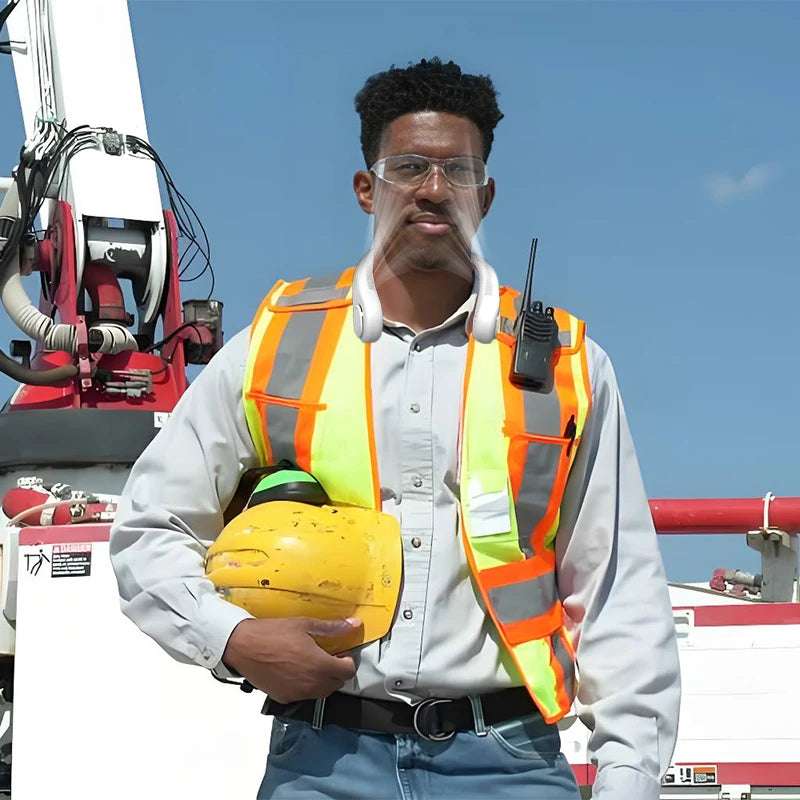 3 Speeds Mode Adjustable Stretchable Neck Fan Blow Air For Cooling Hand Free 4000mAh Rechargeable Portable Neck Fan