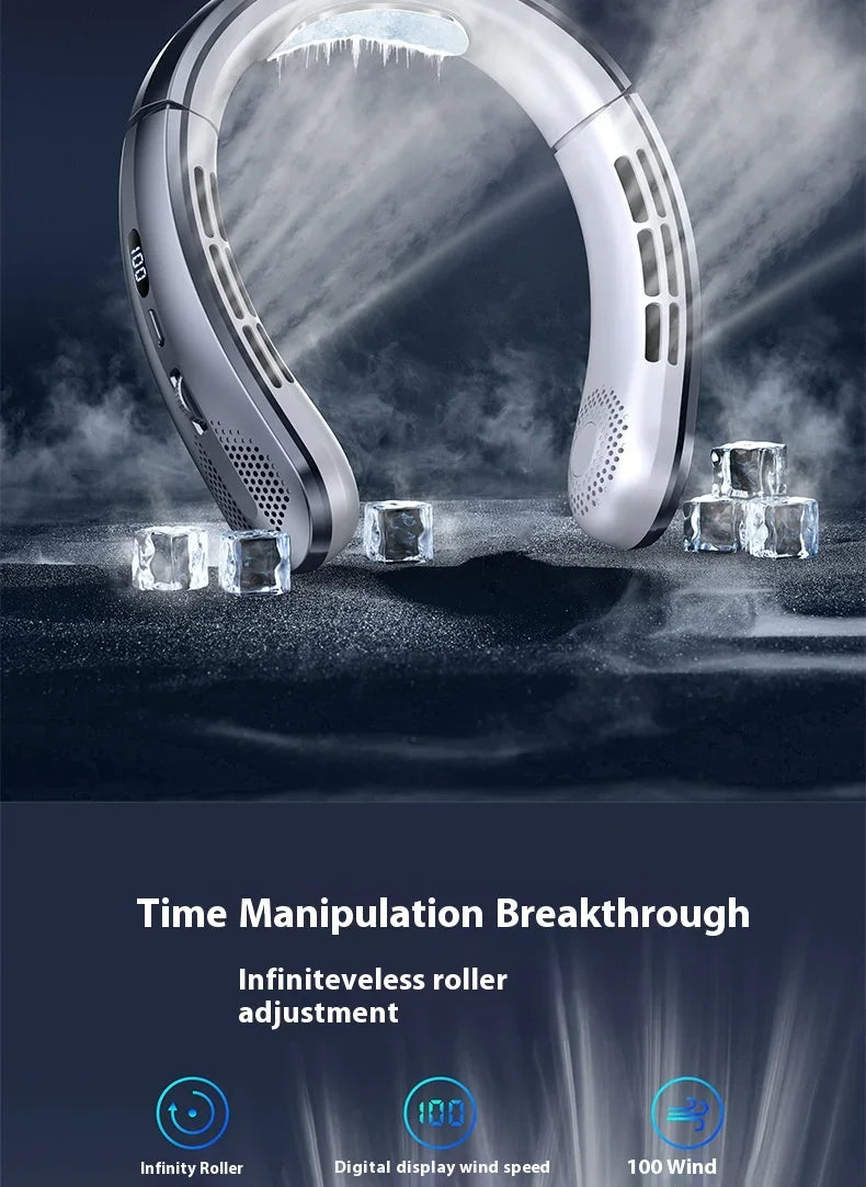 Portable Neck Fan 5000mAh Rechargeable Fan Mini 3-Speeds Large Wind Outdoor Silent Electric Ventilador for Home Camping Outdoor