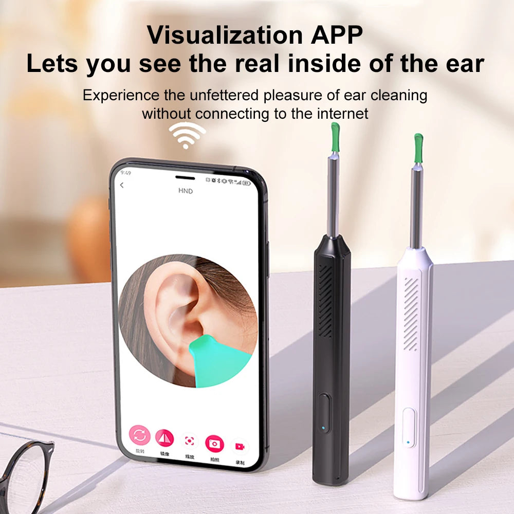 Wireless Visual Ear Wax Removal Smart Visual Ear Cleaner With Camera Endoscope 1296P Luminous Otoscope Ear Cleaning Tool