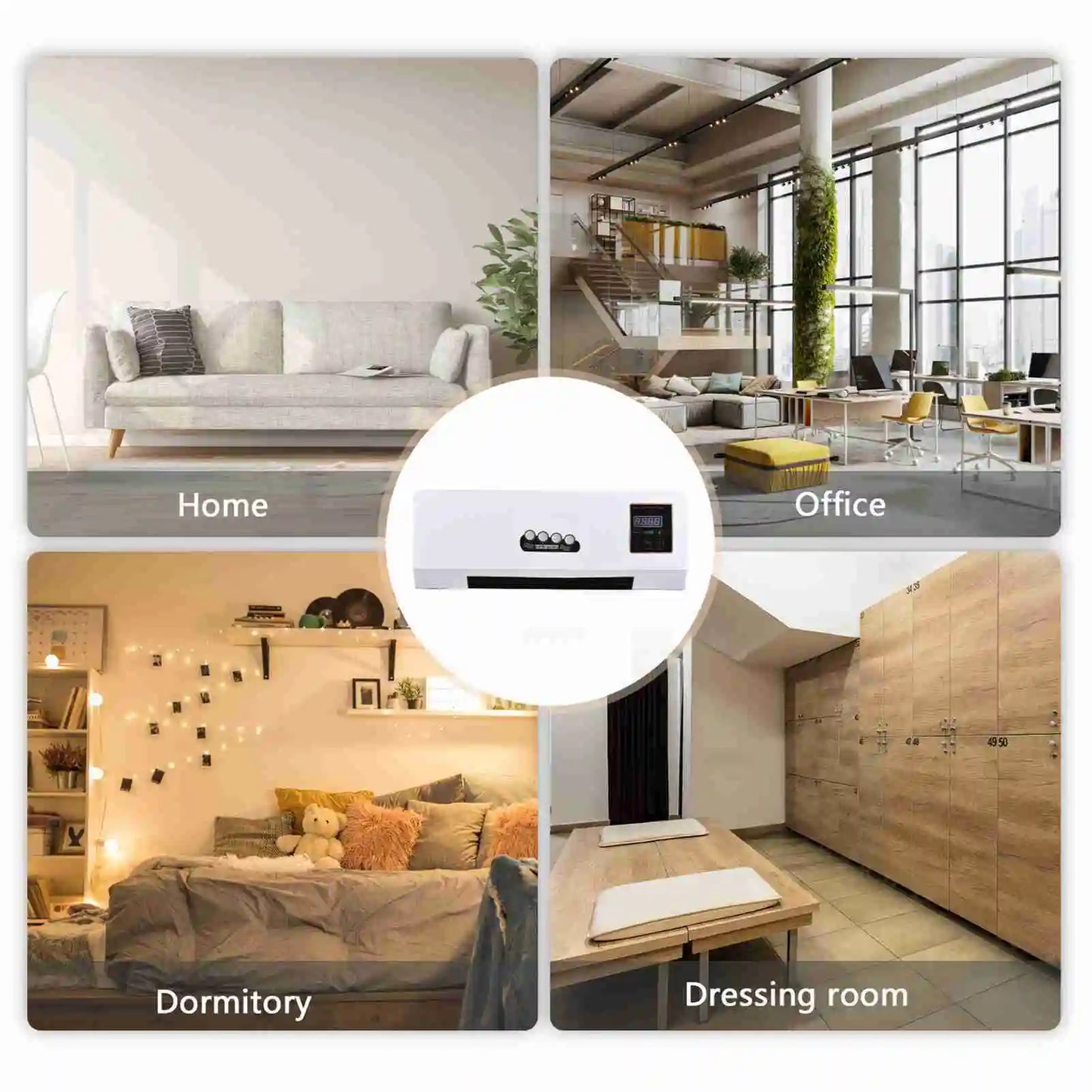 Heater Fan 2 in 1 Heating Nature Wind Timing Digital Display Wall Mounted Space Heater for Home Office Dormitory